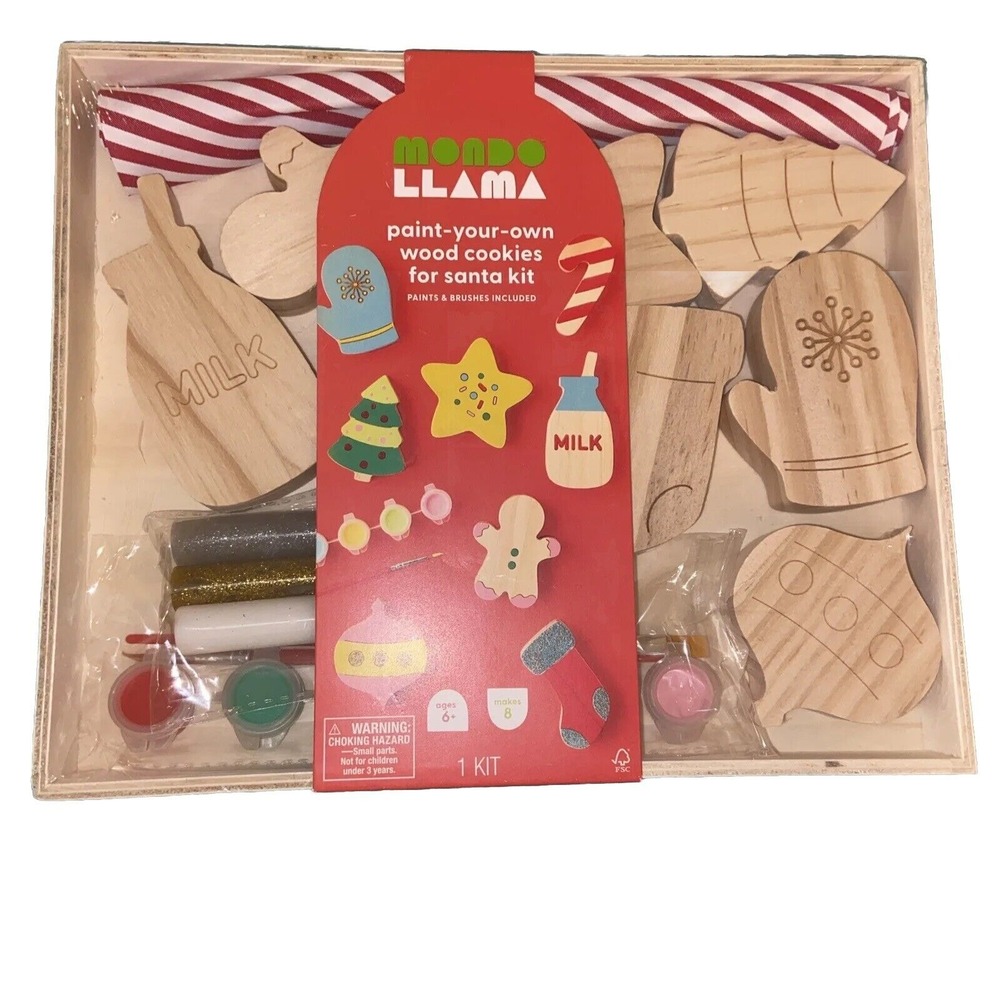 New Mondo Llama Paint Your Own Wood‎ Christmas Cookies Craft Kit Holiday NIB